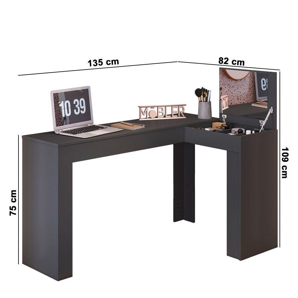 Escrivaninha Penteadeira Tânia c/Nicho 135 Preto-D'Rossi - 2