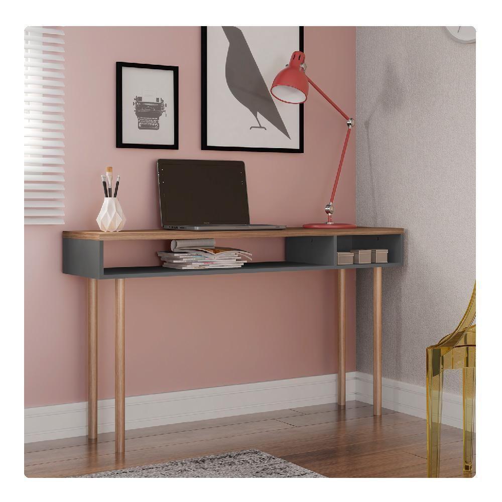 Mesa Para Computador Escrivaninha Multi Cinza Caemmun - 8
