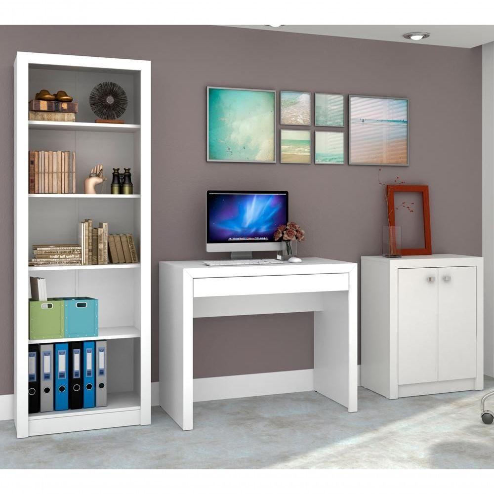 Conjunto Escritorio Completo 3 Peças Cj16 Branco Branco - 1