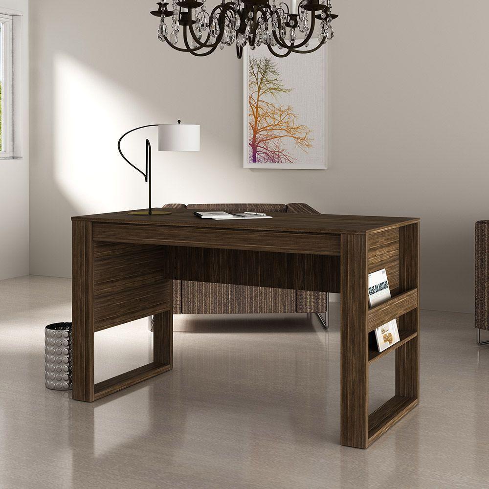 Mesa Com Aplique Escritório Home Office Me4146 Mdp Nogal - 3