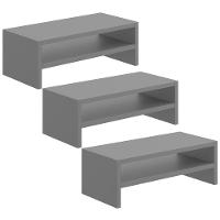 Kit 03 Suportes Stand Para Monitores Mesa Escritório Home Office Lap L03 Cinza - 1