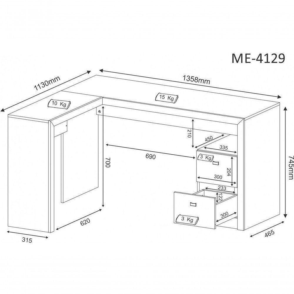 Mesa Com 2 Gavetas Para Escritório Me4129 Mdp Amendoa - 2