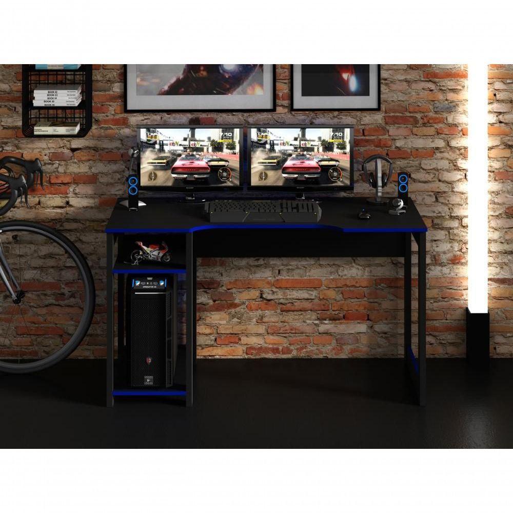 Mesa Para Computador Gamer Me4152 Preto Azul Preto Azul - 4