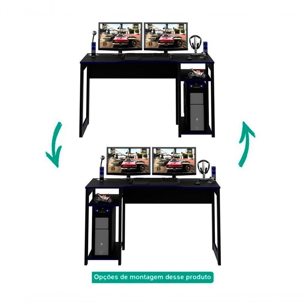 Mesa Para Computador Gamer Me4152 Preto Azul Preto Azul - 7