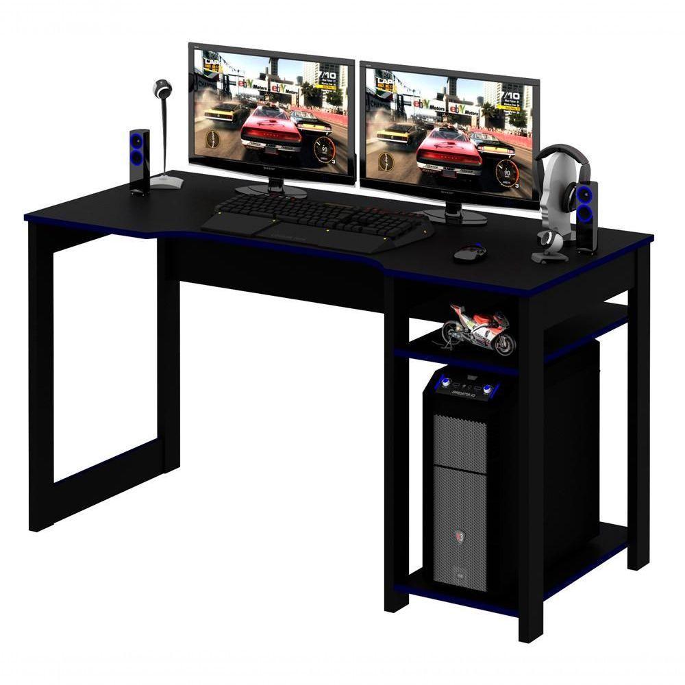 Mesa Para Computador Gamer Me4152 Preto Azul Preto Azul - 10