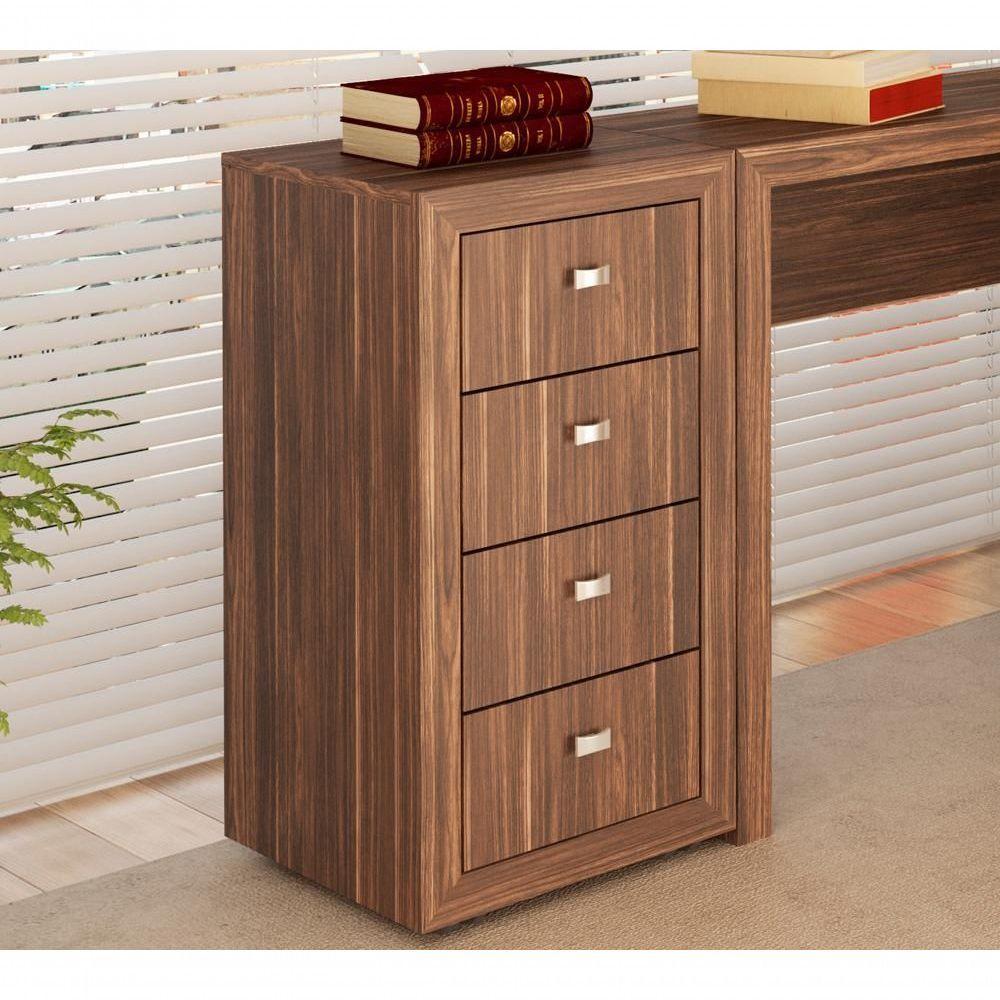 Conjunto Escritorio Completo 03 Peças Cj14 Nogal Nogal - 4