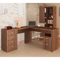 Conjunto Escritorio Completo 03 Peças Cj14 Nogal Nogal - 1