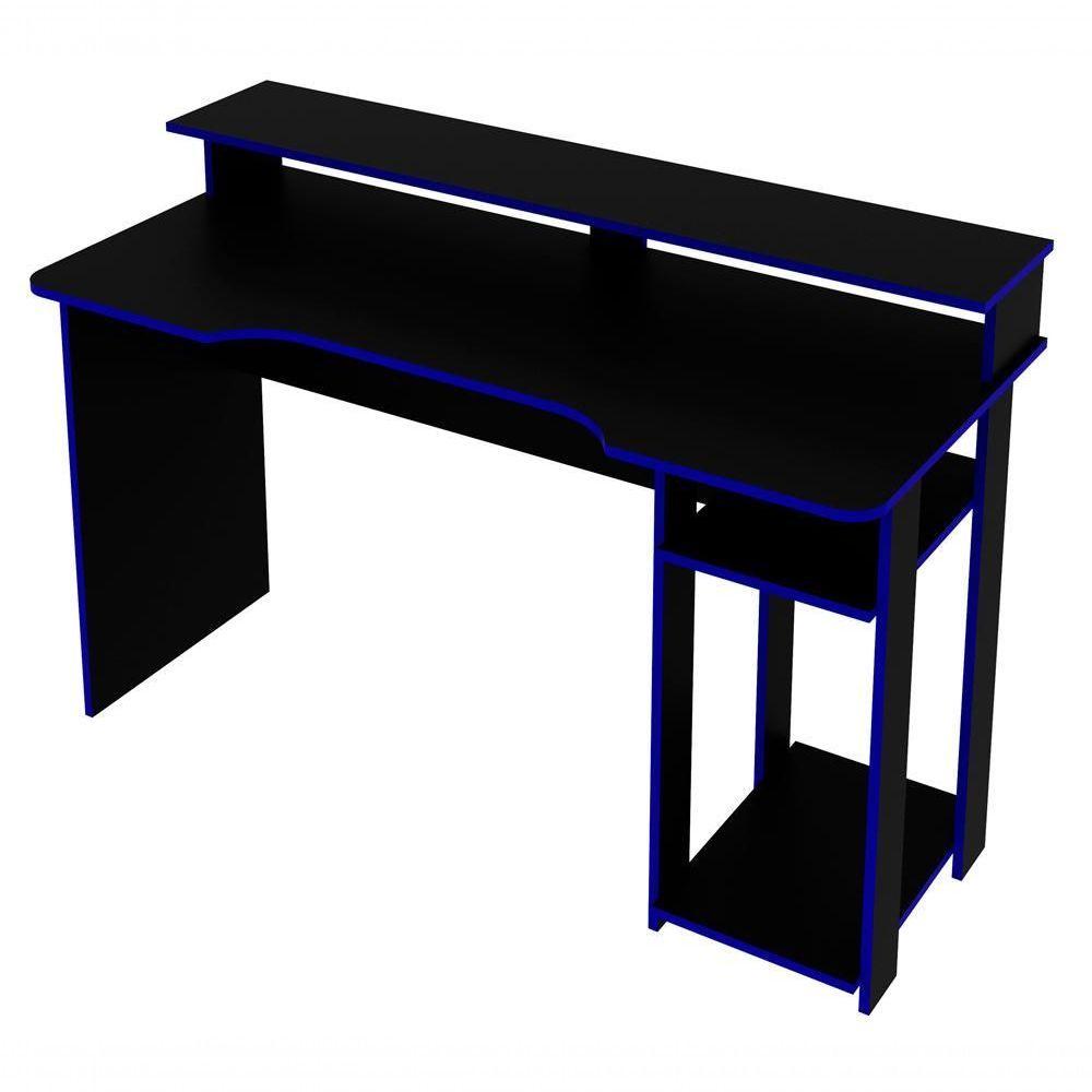 Mesa Para Computador Gamer Me4153 Preto Azul Preto Azul - 2