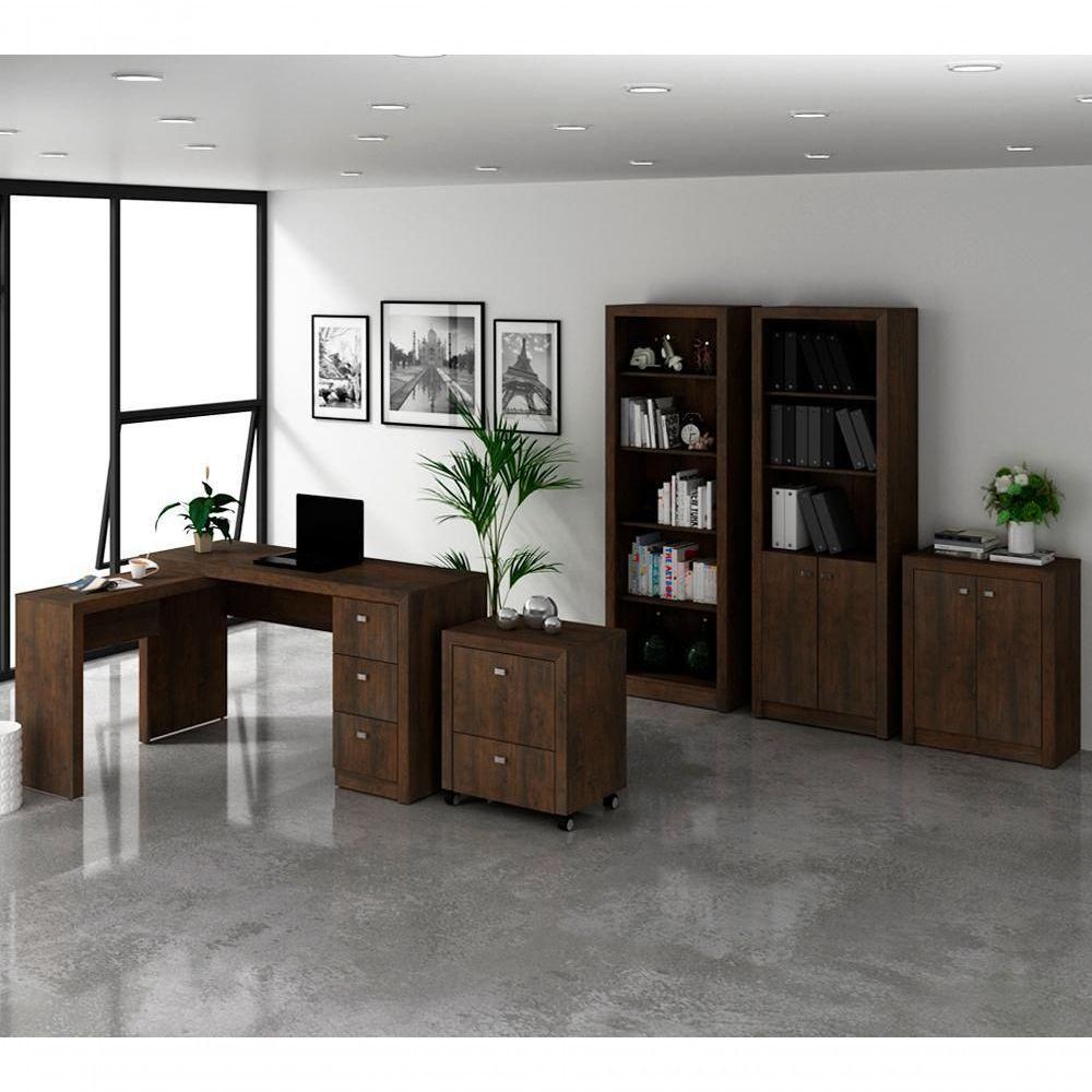 Conjunto Escritorio Completo 5 Peças Cj2 Rustico Rustico - 1