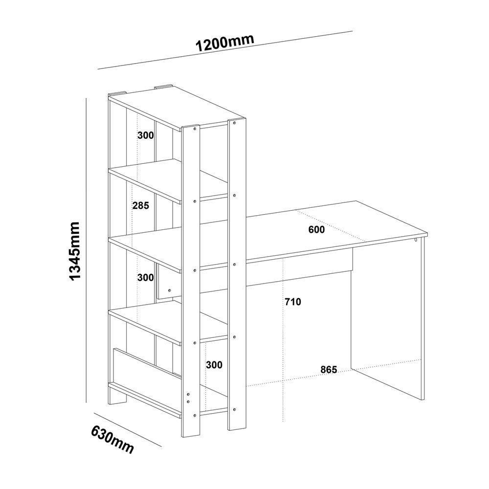 Escrivaninha Com Estante Match Branco 4 Prateleiras - 2