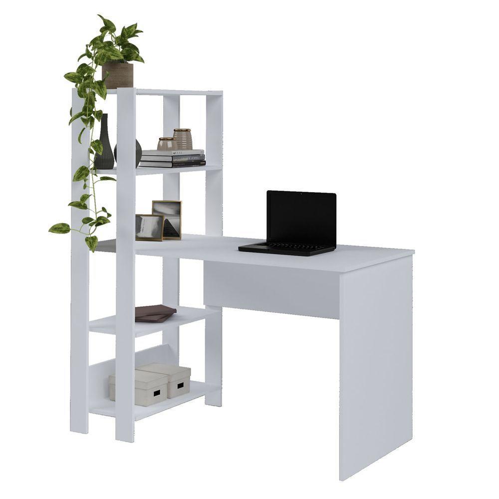Escrivaninha Com Estante Match Branco 4 Prateleiras - 7