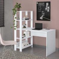 Escrivaninha Com Estante Match Branco 4 Prateleiras - 1