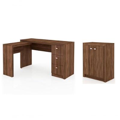 Conjunto Escritorio 02 Peças Cj9 Nogal Tecno Mobili Nogal
