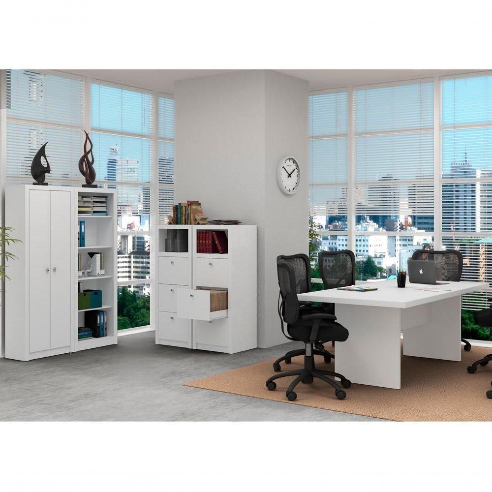 Conjunto Escritorio Completo 05 Peças Cj18 Branco Branco - 1