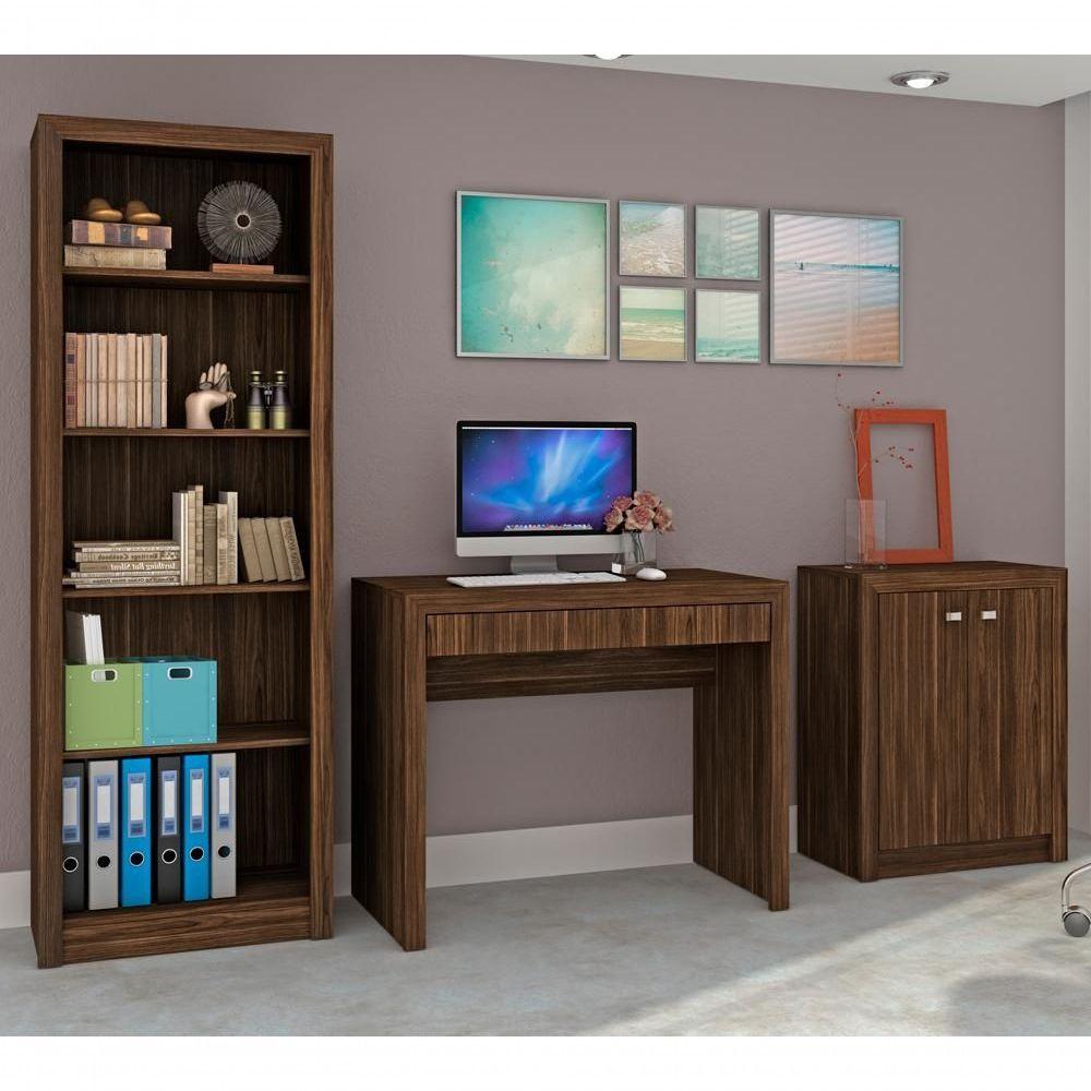 Conjunto Escritorio Completo 3 Peças Cj16 Nogal Nogal - 1