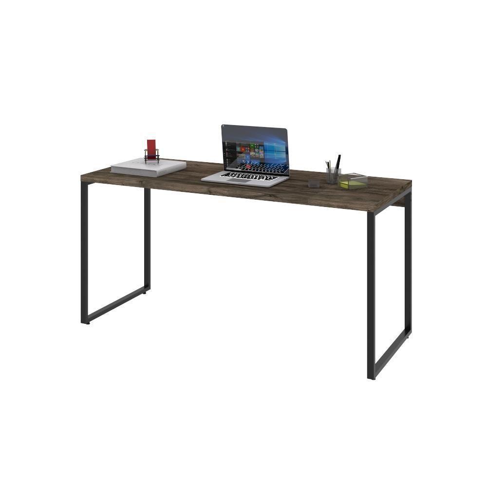 Mesa Office 150X60X75Cm Carvalho Dark Estrutura Preta - 1