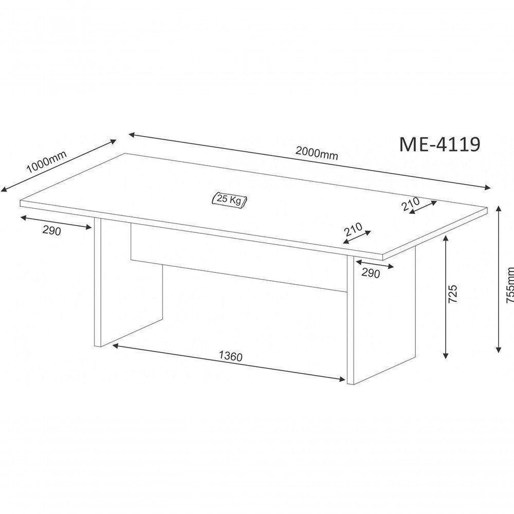Mesa De Reunião Para Escritório Me4119 Mdp Amendoa - 2