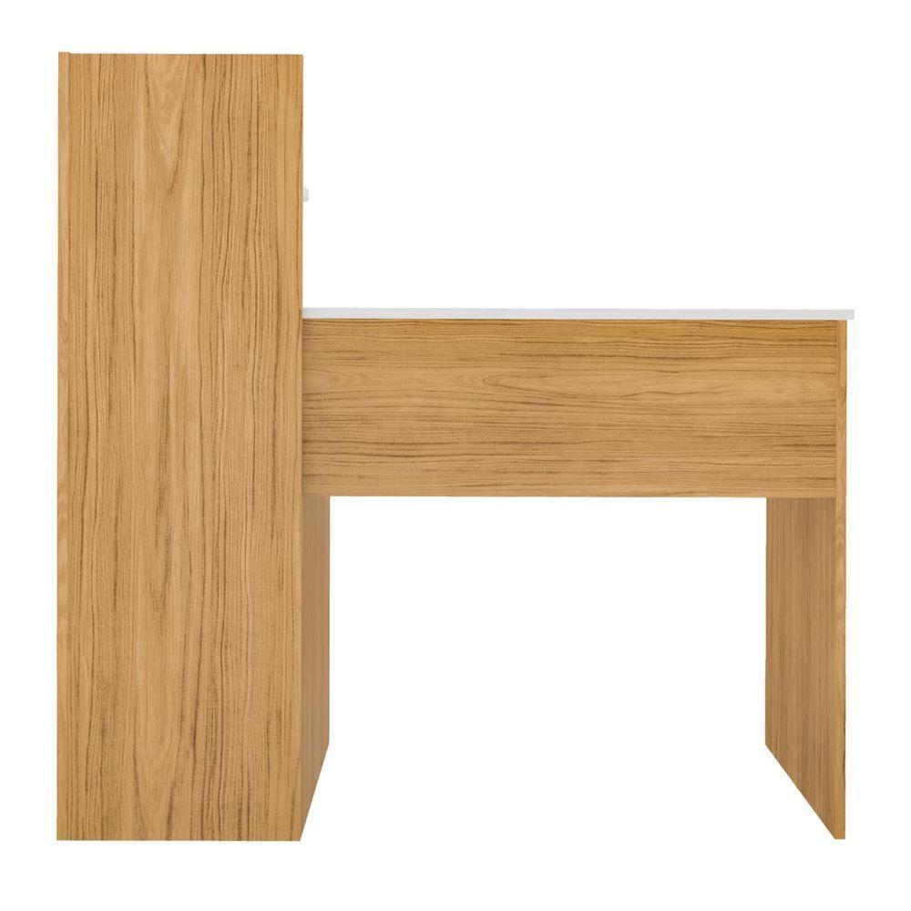 Escrivaninha P/ Notebook Carvalho C/ Branco C/ 3 Prateleiras - 3