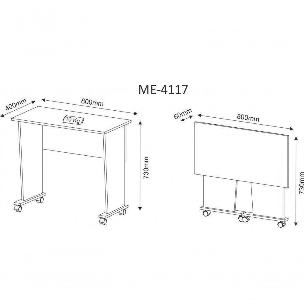Mesa Com Rodizio Para Escritório Me4117 Mdp Amendoa - 2