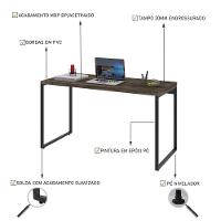 Mesa Office 135X60X75Cm Carvalho Dark / Est.Preta - 13