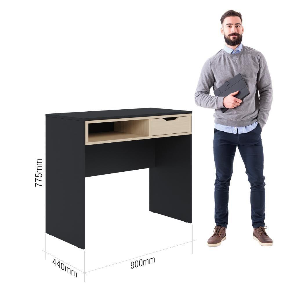 Escrivaninha Bancada Estudo Bit Moov Preto Fosco Tauari Nobre - 5