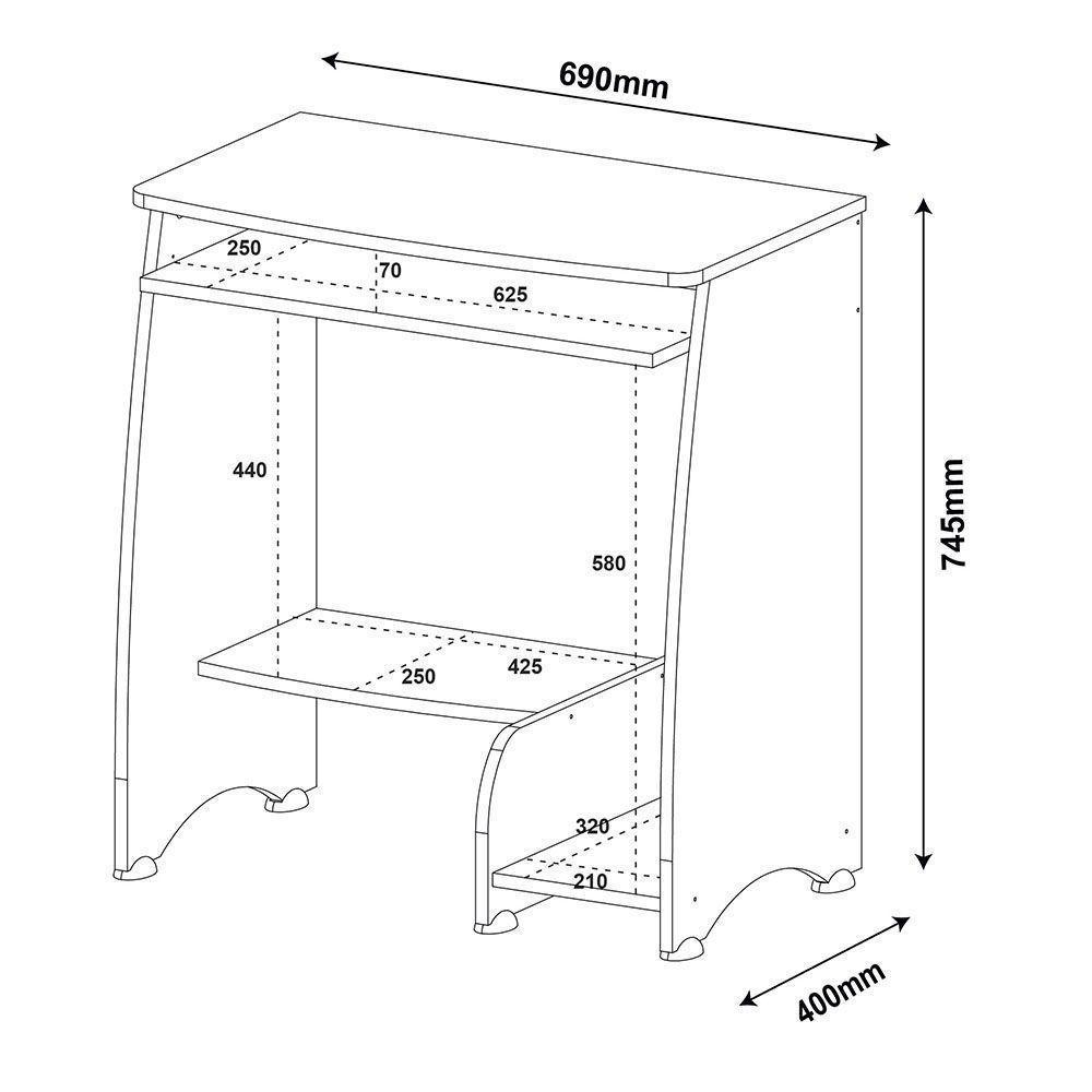 Escrivaninha Para Computador Pixel Branco Com 3 Prateleiras - 2