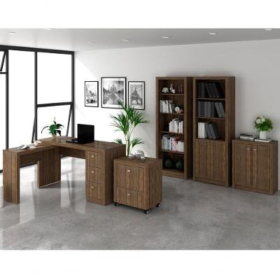 Conjunto Escritorio Completo 5 Peças Cj2 Nogal Nogal