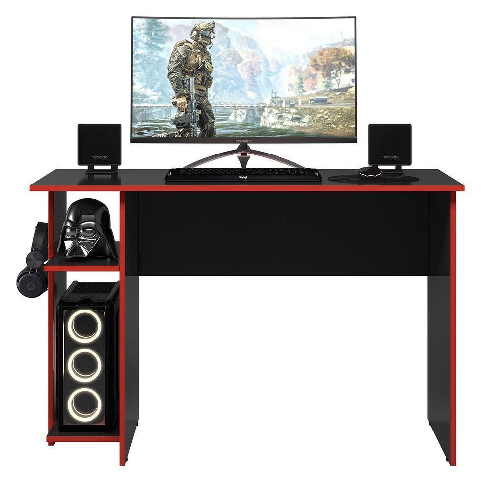 Mesa Gamer Leeds Q01 - Adj Decor Preto/Vermelho - 1
