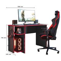 Mesa Gamer Leeds Q01 - Adj Decor Preto/Vermelho - 5