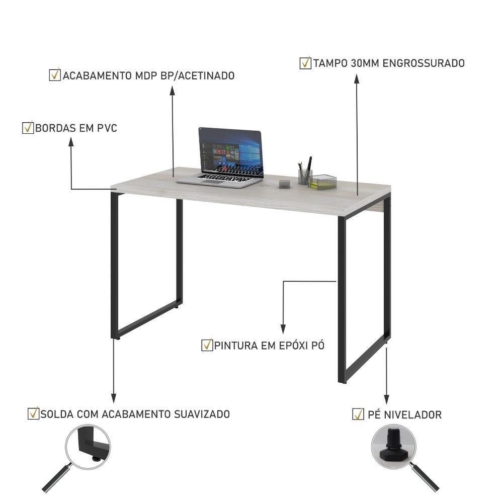 Mesa Office 120X60X75Cm Snow / Est.Preta Snow / Est.Preta - 4