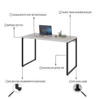 Mesa Office 120X60X75Cm Snow / Est.Preta Snow / Est.Preta