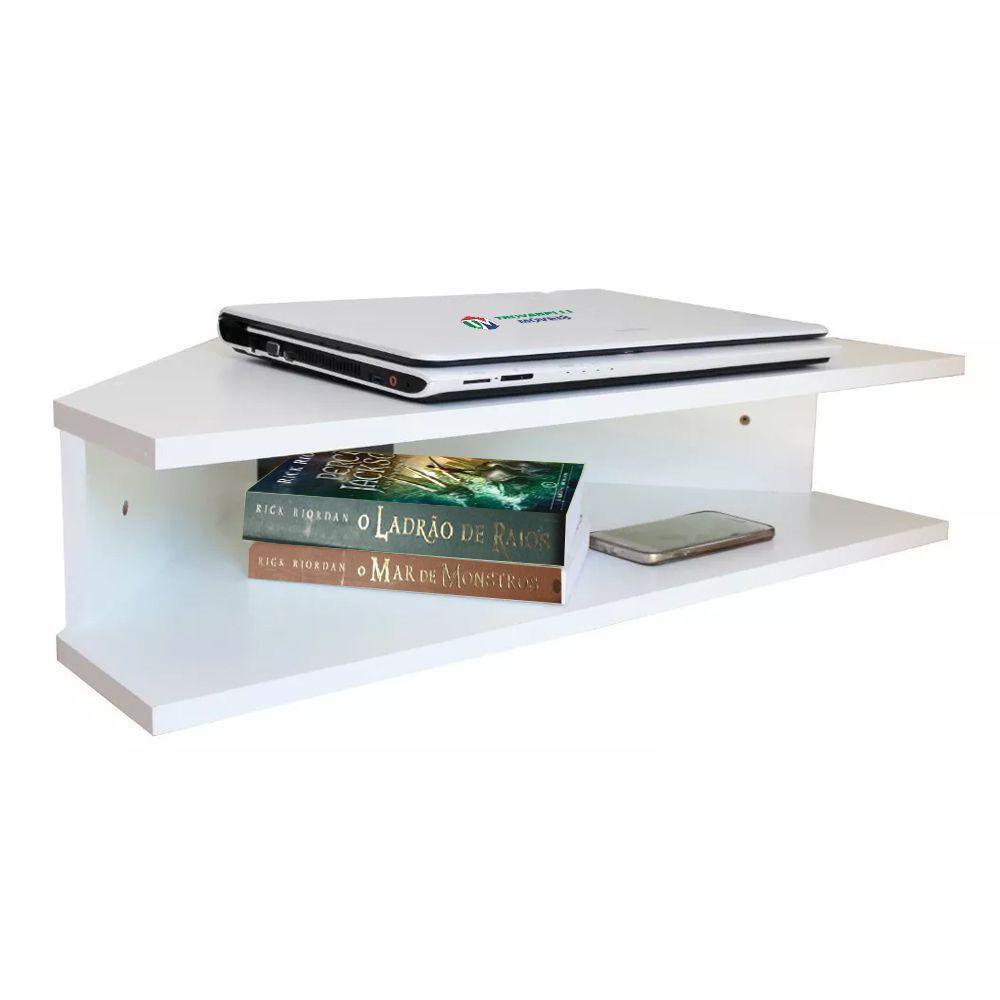 Mesa Notebook Suspensa Canto Branco Em Mdf - 1