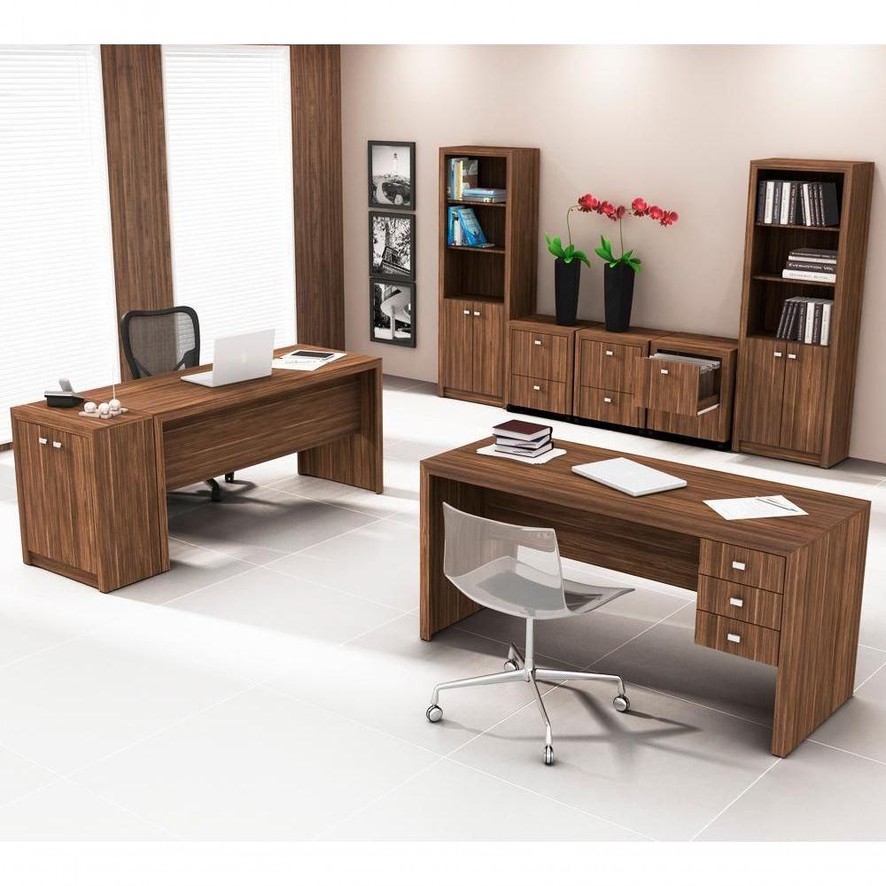 Conjunto Escritorio Completo 8 Peças Cj22 Nogal Nogal - 1