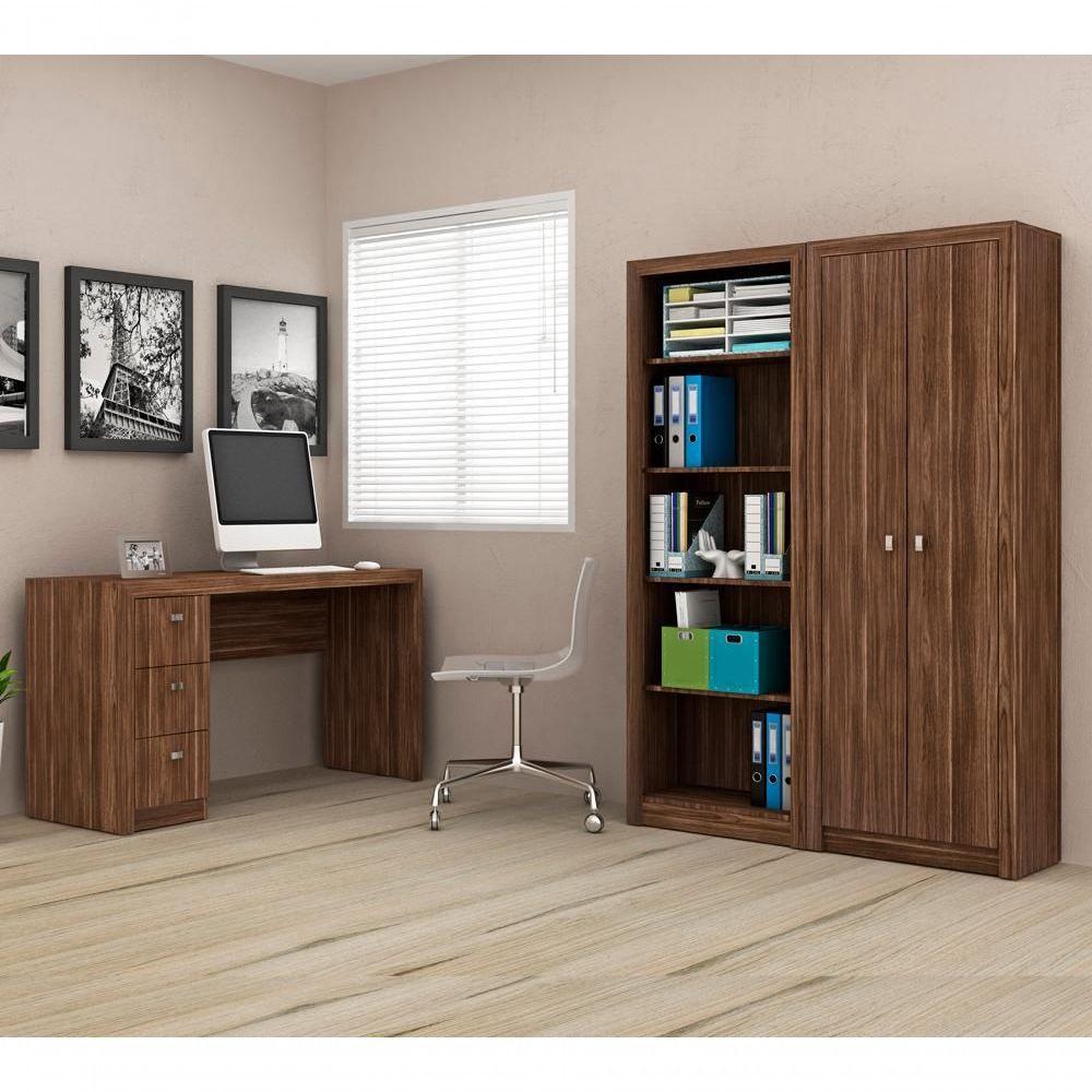 Conjunto Escritorio Completo 3 Peças Cj5 Nogal Nogal - 1