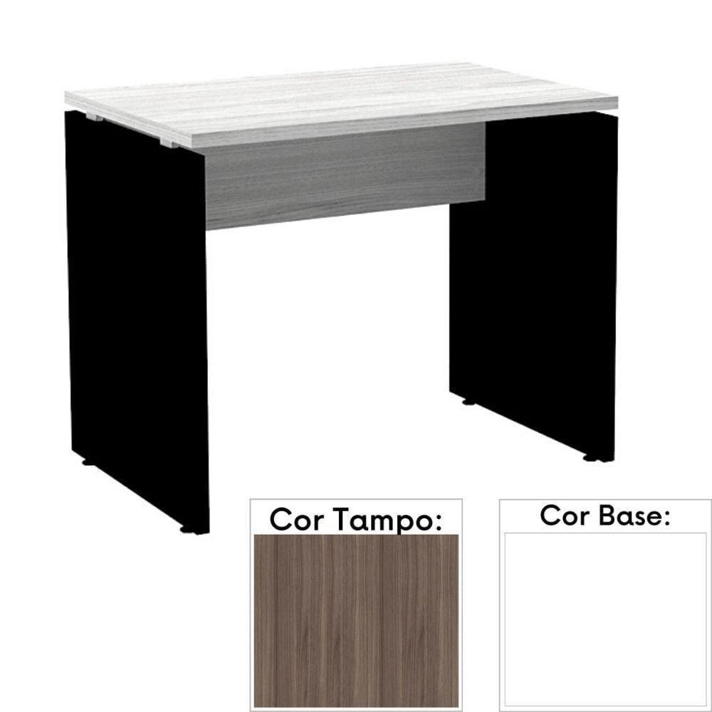 Mesa De Escritório Pé Painel Pe25 Em Mdp 150 X 60 Cm Cor Walnut E Base Branca - 1