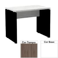 Mesa De Escritório Pé Painel Pe25 Em Mdp 150 X 60 Cm Cor Walnut E Base Branca - 1