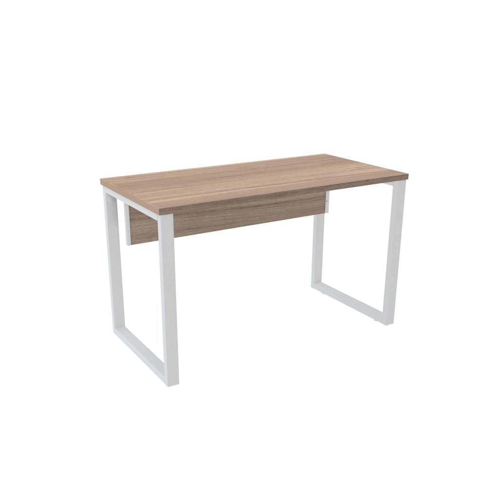 Mesa De Escritório Pé Tubular Pe25 Em Mdp 134 X 60 Cm Cor Noce Naturalle E Base Branca - 1