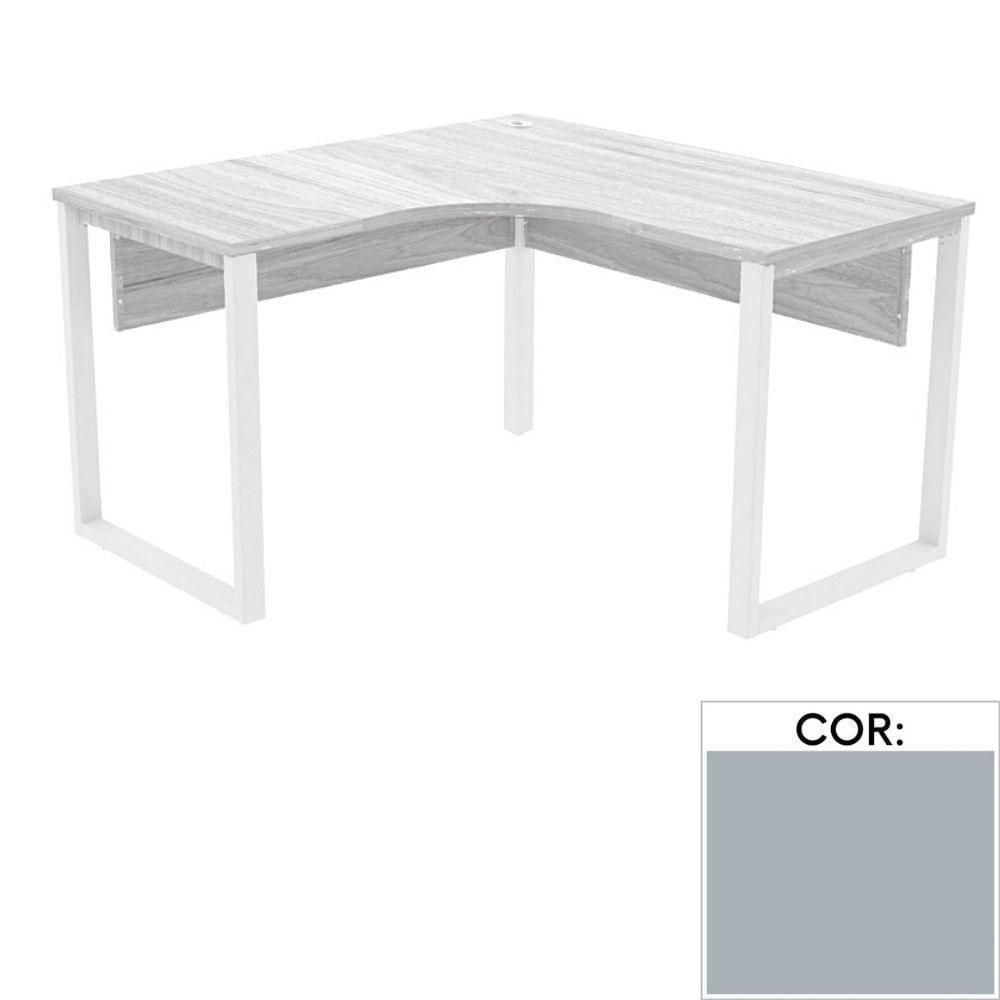 Mesa De Escritório Em L Pé Tubular Pe25 Em Mdp 125 X 125 X 60 Cm Cinza Com Base Cinza - 1