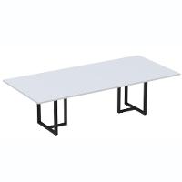 Mesa De Reunião Retangular 260 X 120 Cm Pé Tubular Pe25 Em Mdp Cinza Base Preta - 1