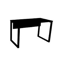 Mesa De Escritório Pé Tubular Pe25 Em Mdp 170 X 70 Cm Preta Com Base Preta - 1