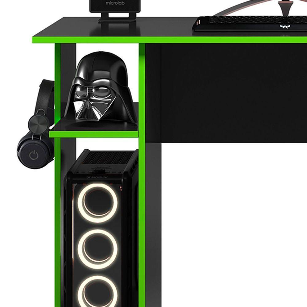 Mesa Gamer Leeds Doce Sonho Móveis Cor Preto/Verde - 2