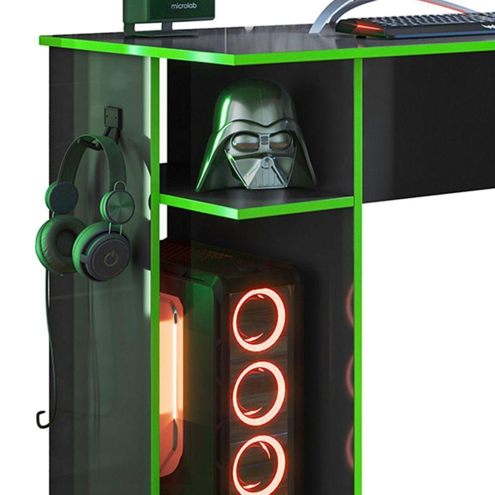 Mesa Gamer Leeds Doce Sonho Móveis Cor Preto/Verde - 5