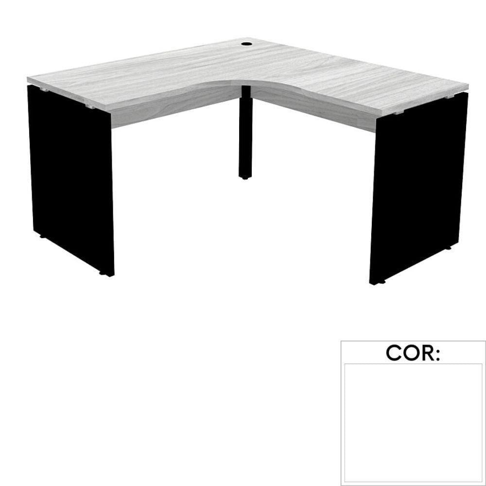 Mesa De Escritório Em L Pé Painel Pe25 Em Mdp 145 X 145 X 60 Cm Branca Com Base Branca - 1