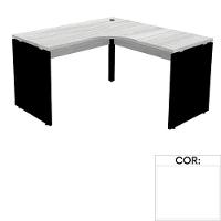 Mesa De Escritório Em L Pé Painel Pe25 Em Mdp 145 X 145 X 60 Cm Branca Com Base Branca - 1