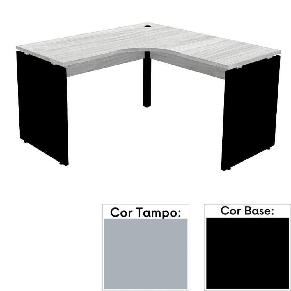 Mesa De Escritório Em L Pé Painel Pe25 Em Mdp 125 X 125 X 60 Cm Cinza Com Base Preta - 1