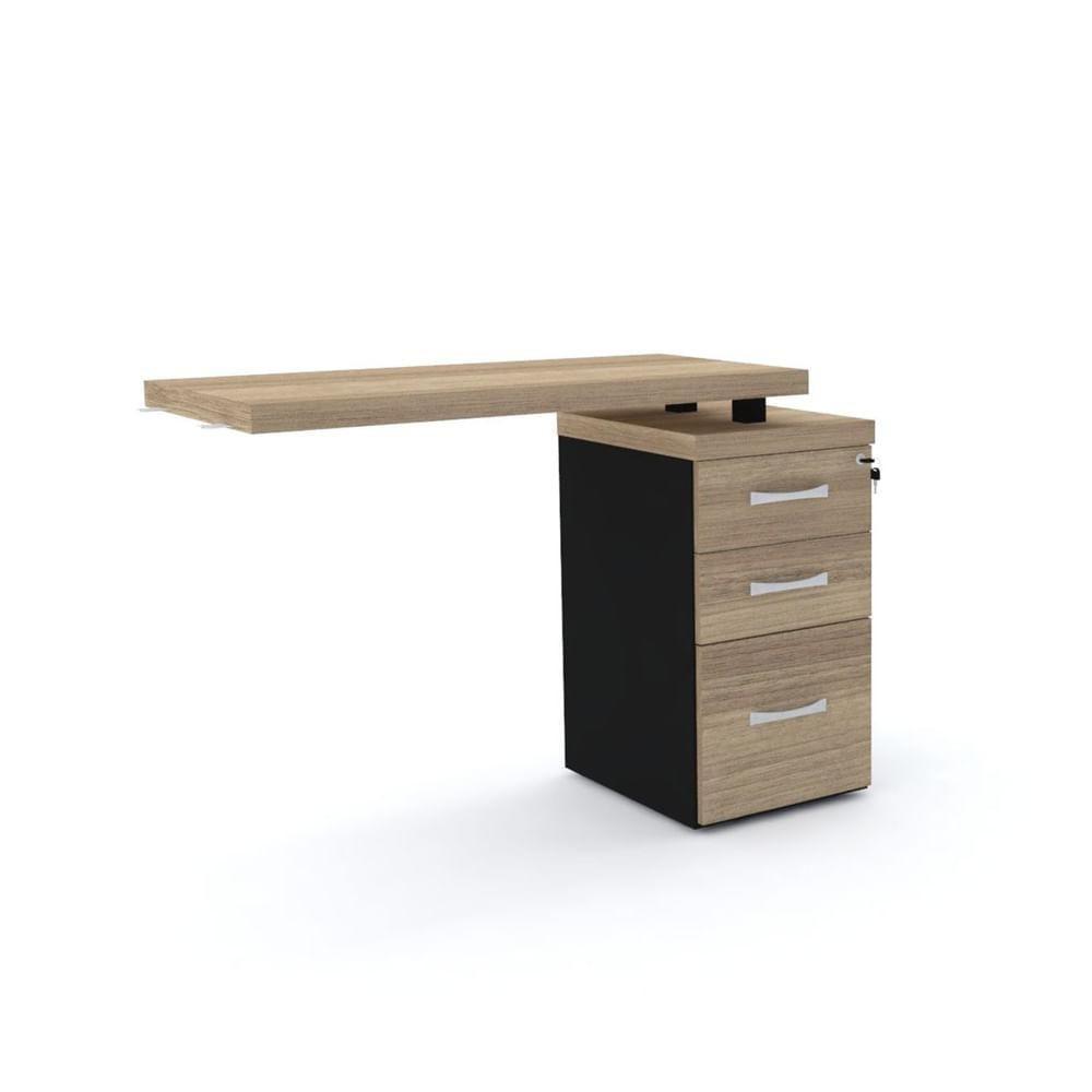 Mesa De Escritório Complemento 104 X 45 Cm Pé Gaveteiro 3 Gavetas Pe40 Em Mdp Noce Naturalle - 1