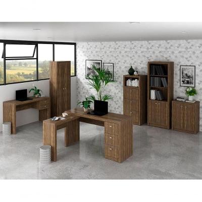 Conjunto Escritorio Completo 6 Peças Cj4 Nogal Nogal