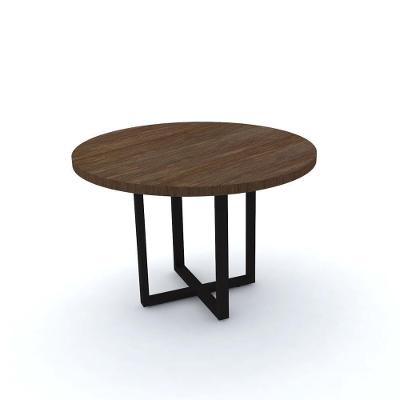 Mesa De Reunião Redonda 110 X 75 Cm Pé Tubular Pe40 Em Mdp Imbuia Terra Base Preta
