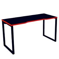 Mesa Gamer Retangular Home Office 134 X 60 Cm Pé Tubular Preto Com Borda Vermelha - 1