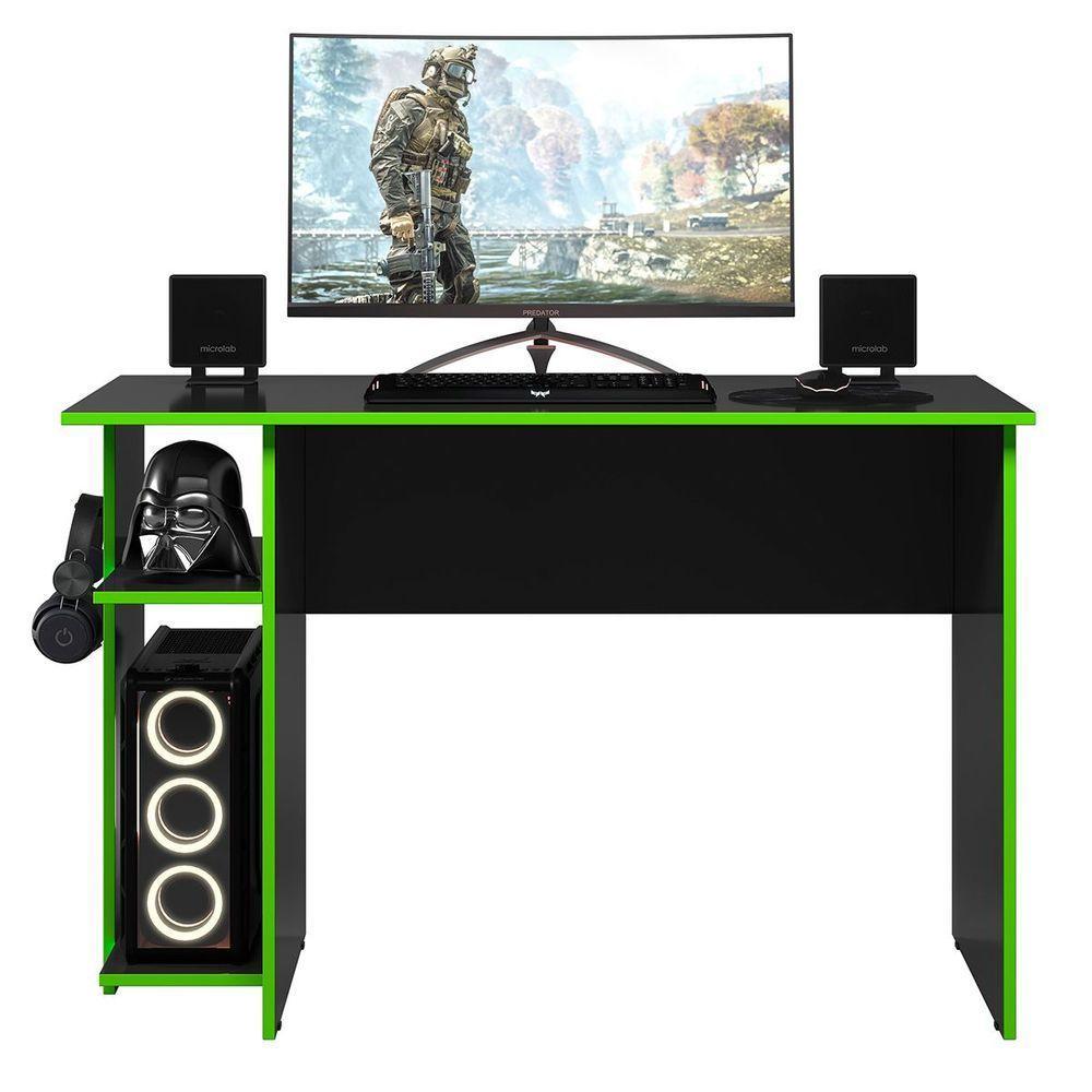 Mesa Gamer Leeds Q01 - Adj Decor Preto/Verde - 1
